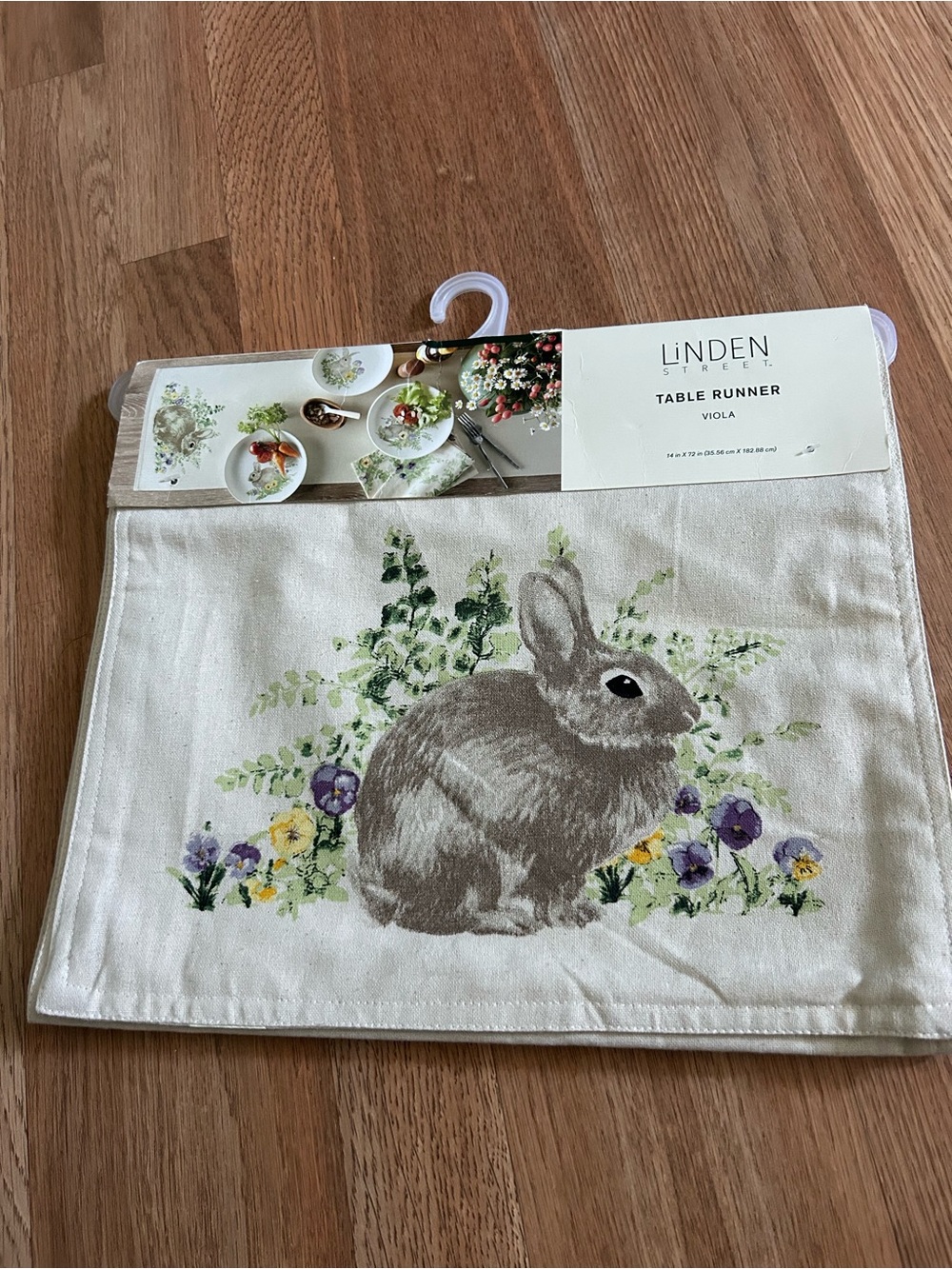 Linden Viola Floral Bunny Table Runner in Cream, Gray, Purple & Yellow